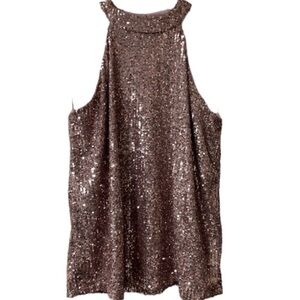 Cable & Gauge Pink Sequin Halter Neck Top